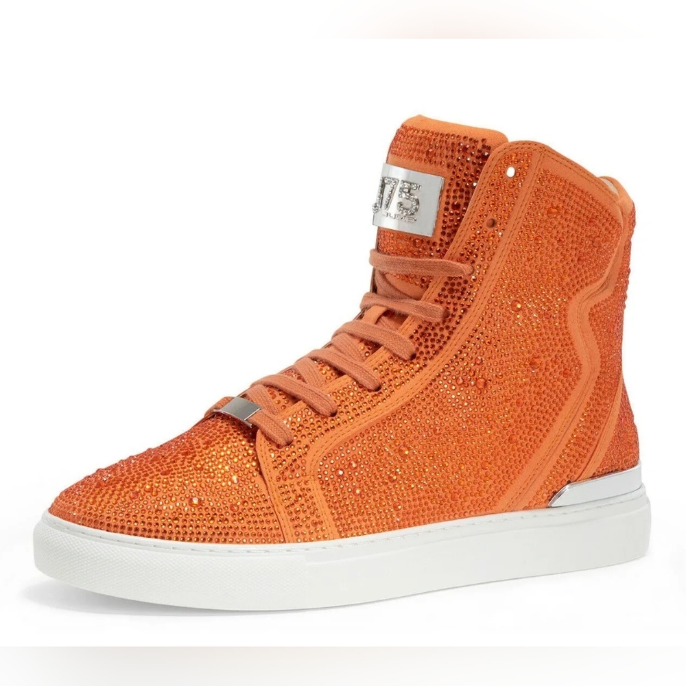 Men's J75 by Jump Sestos Orange All Over Jewel High Top Sneakers